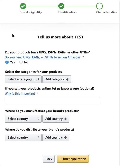 Amazon brand registery