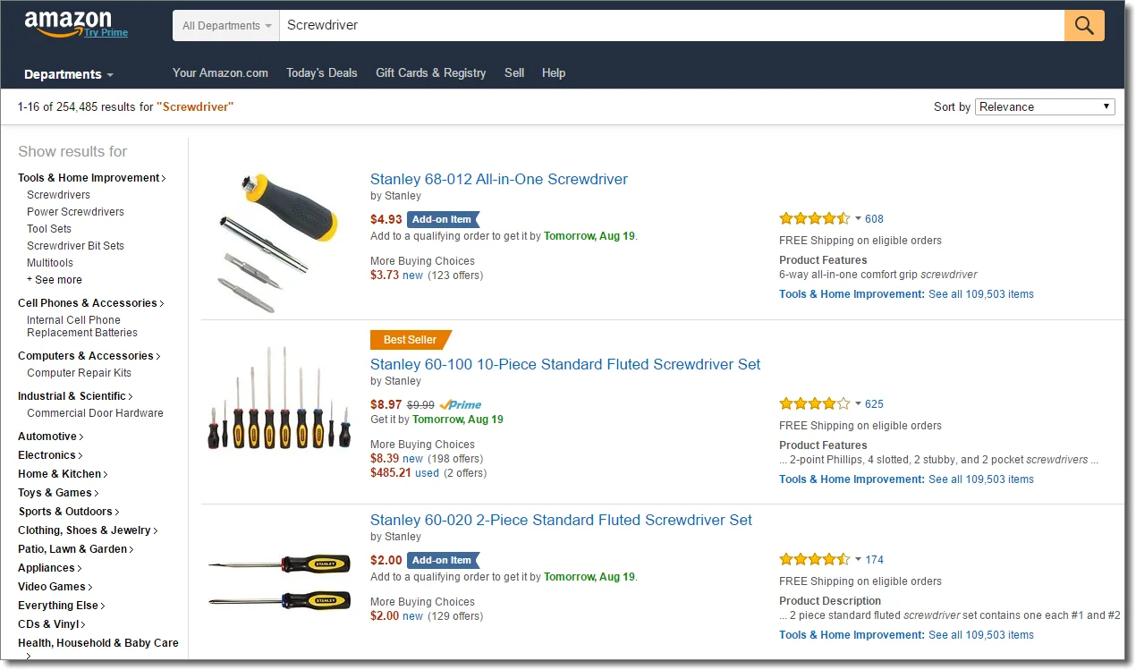 Product Detail Page on Amazon